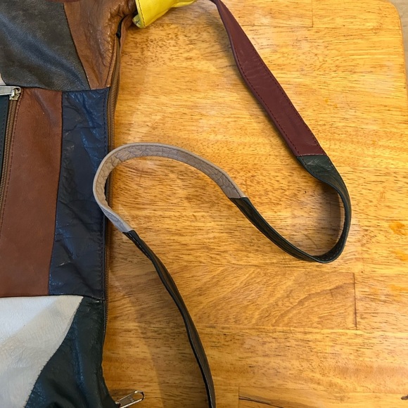 Vintage Multicolor Patchwork Leather Shoulder Bag - Picture 5 of 9